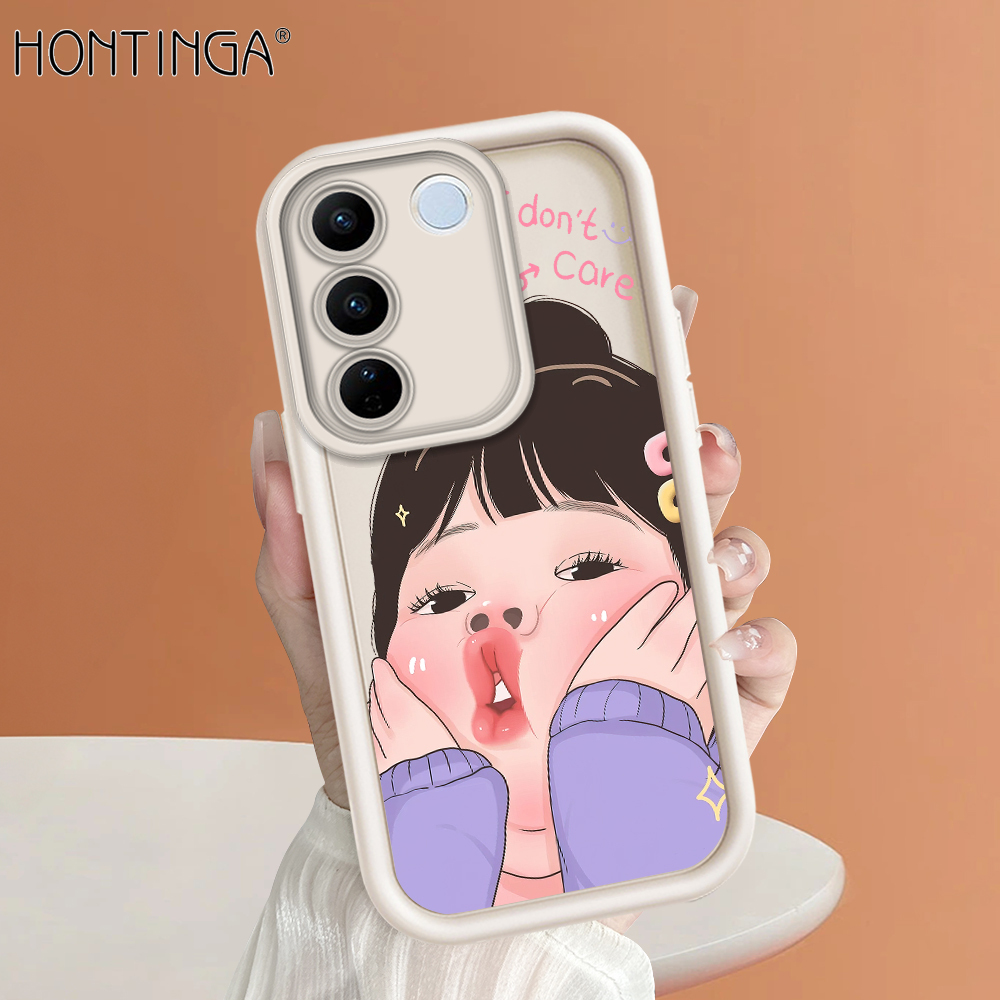 Hontinga for Vivo V27 5G V27 Pro 5G Back Cover Cute Girl Pattern Ladder Soft Camera Protection Rubber Phone Case