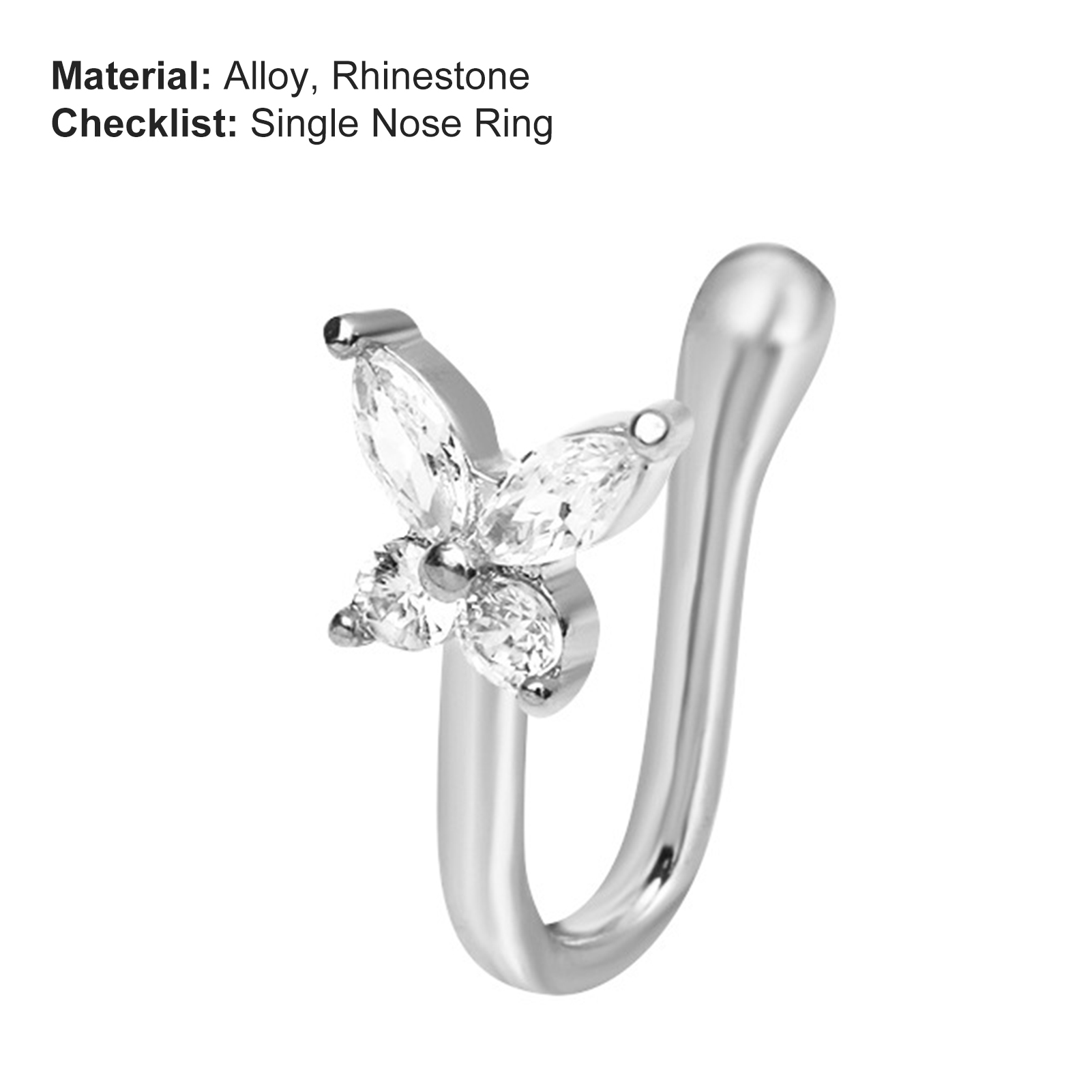 Non Piercing Nose Ring Indian Style Simple Shiny Nose Stud. 