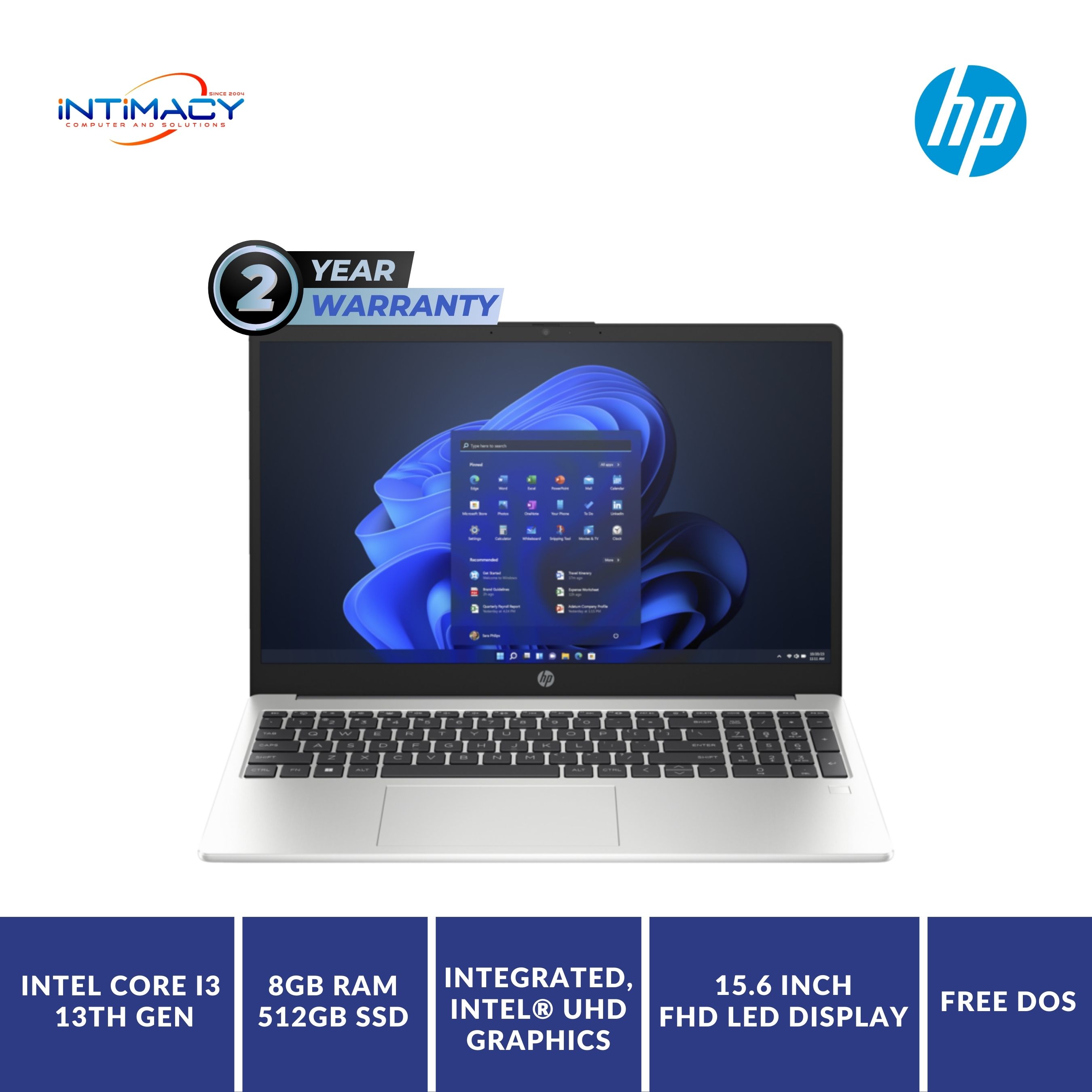 HP 250 G10 Intel Core i3 13th Gen 8GB RAM 512GB SSD Backlit Keyboard FHD Laptop