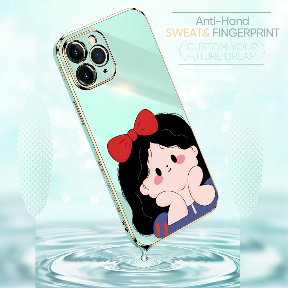 UCUC for OPPO A9 2020 A5 2020 Back Cover + Free Lanyard Cute Gir Luxury 6D Plating Case Side Pattern Soft Silicone Square Phone Cases. 
