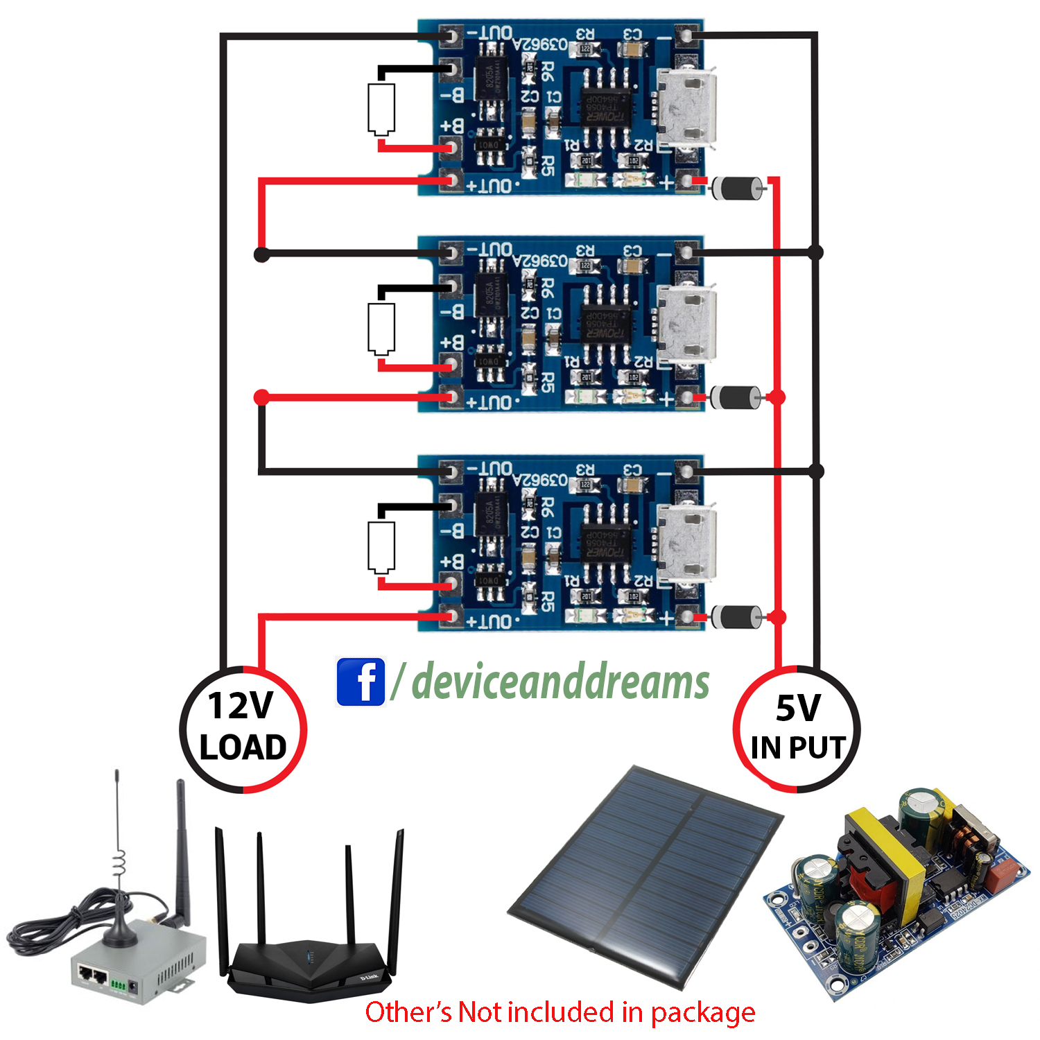 TP4056 Micro USB Input Dual Protection Lithium/ Li-po Battery Charger Module (3 Pieces). 