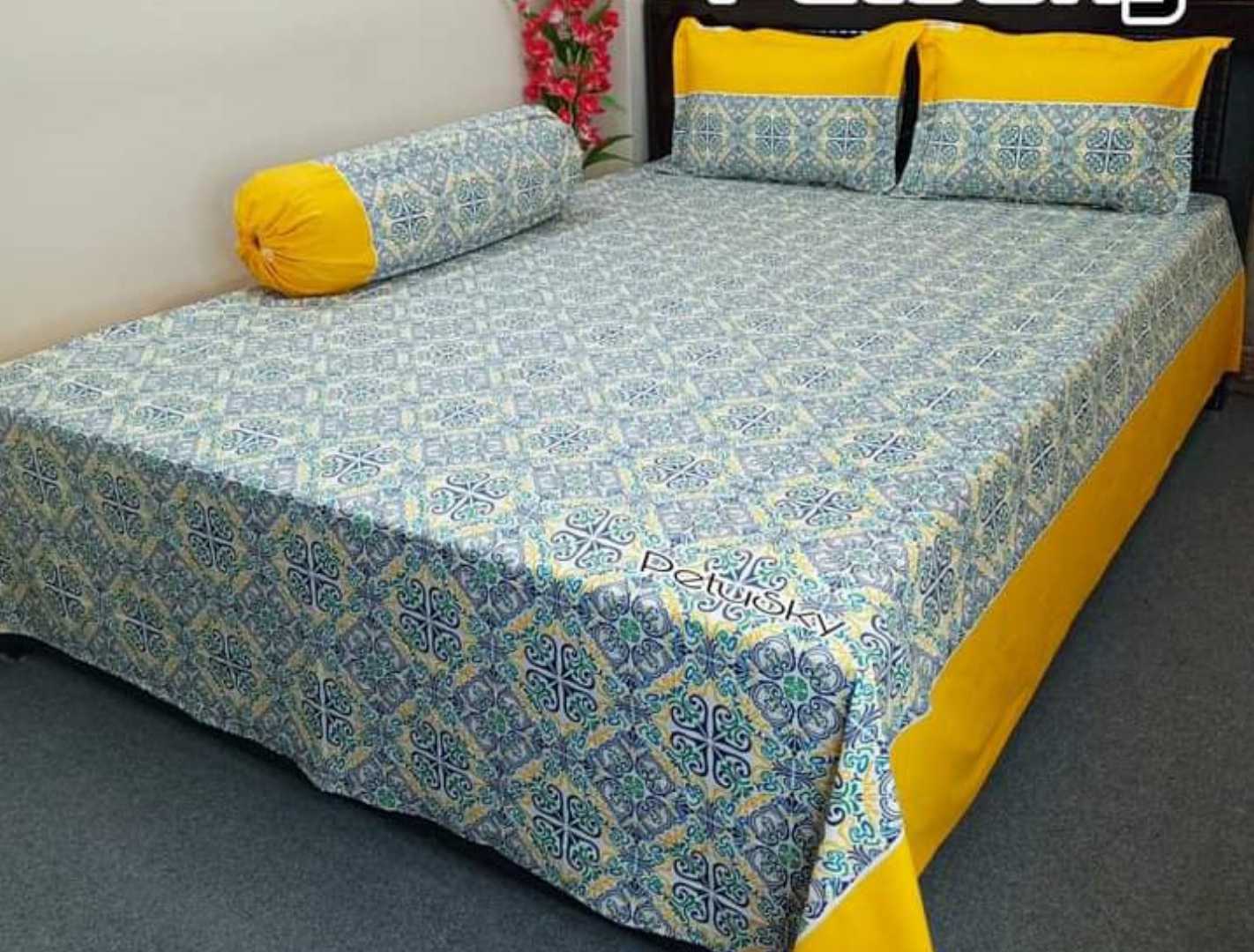 Digital Home Tex Cotton 7.5 Feet By 8 Feet King Size Bedsheet With Two Pillow Covers - Bed Sheet