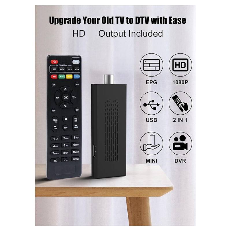 Digital Converter Box,Newest ATSC TV Tuner Behind TV,TV Recording Playback,TV Tuner+1080P/AV Output EU Plug Accessories. 