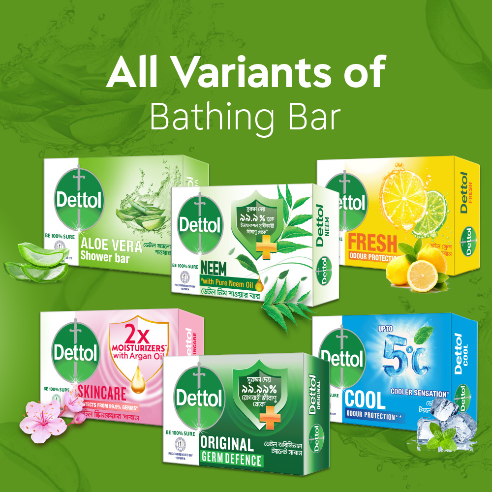 Dettol Soap Aloe Vera 125gm Bathing Bar, Soap with Aloe Vera Extract. 