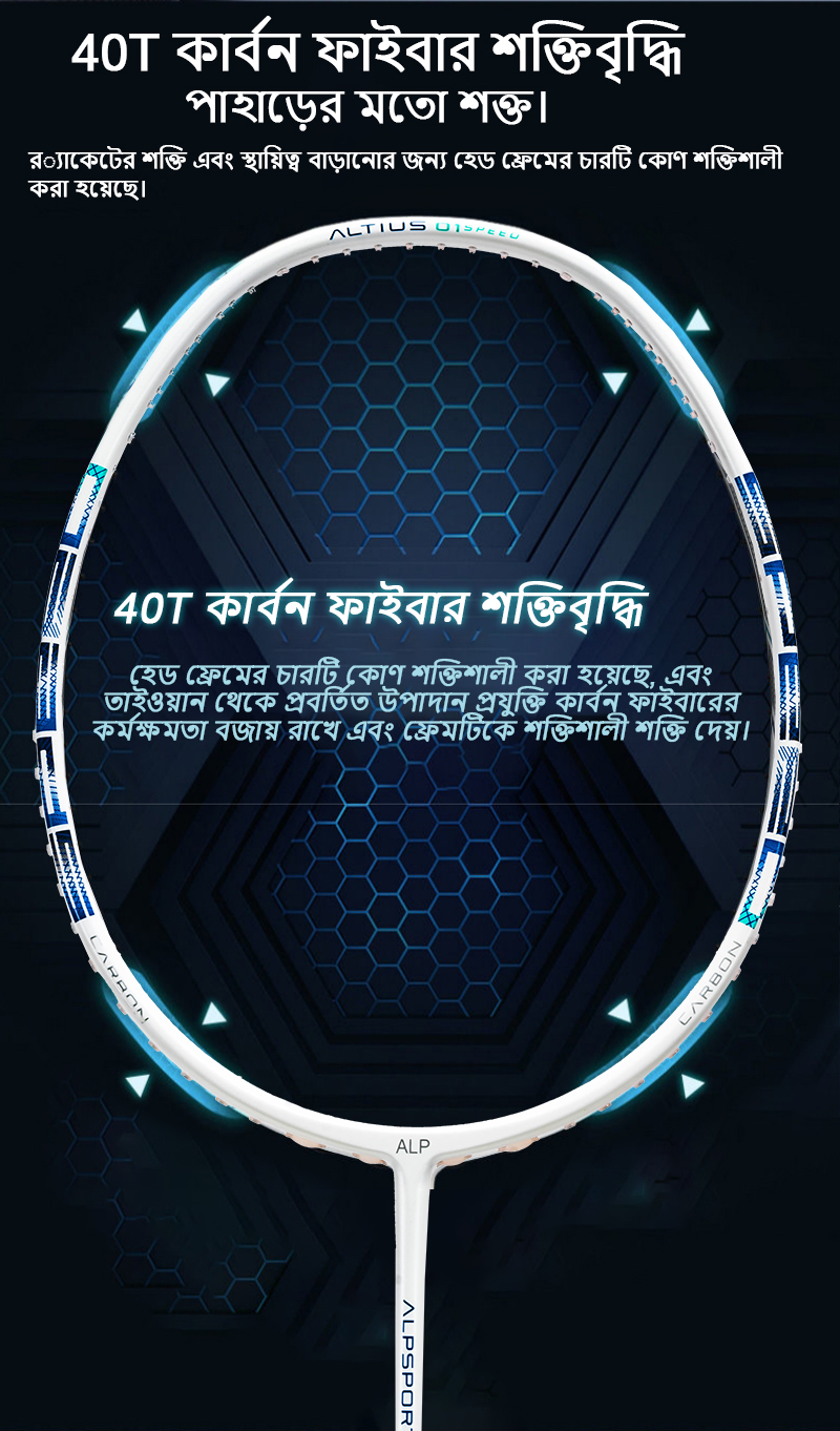 ALPSPORT ALP 01 Speed ​​Badminton Racket - T800 Full Carbon Fiber 4U Ultralight | 8-Link Shock Absorption System | Commemorative Graffiti Design | (Black/White/Purple). 