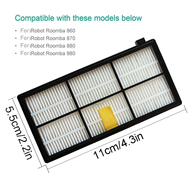 Washable Dust Hepa Filter Replacement For iRobot Roomba 800 900 Series 860 870 871 880 960 980 990 Robotic Vacuum Cleaner Filter-2 hepa filter. 