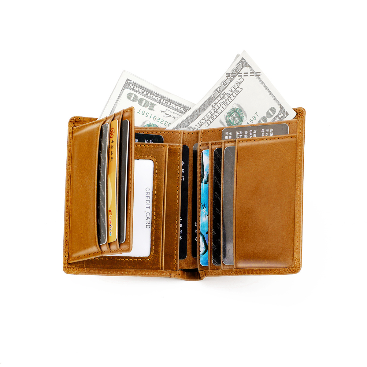 arket bragging leather factory direct sales FI top layer coide men's wallet anti-theft brush wallet. 