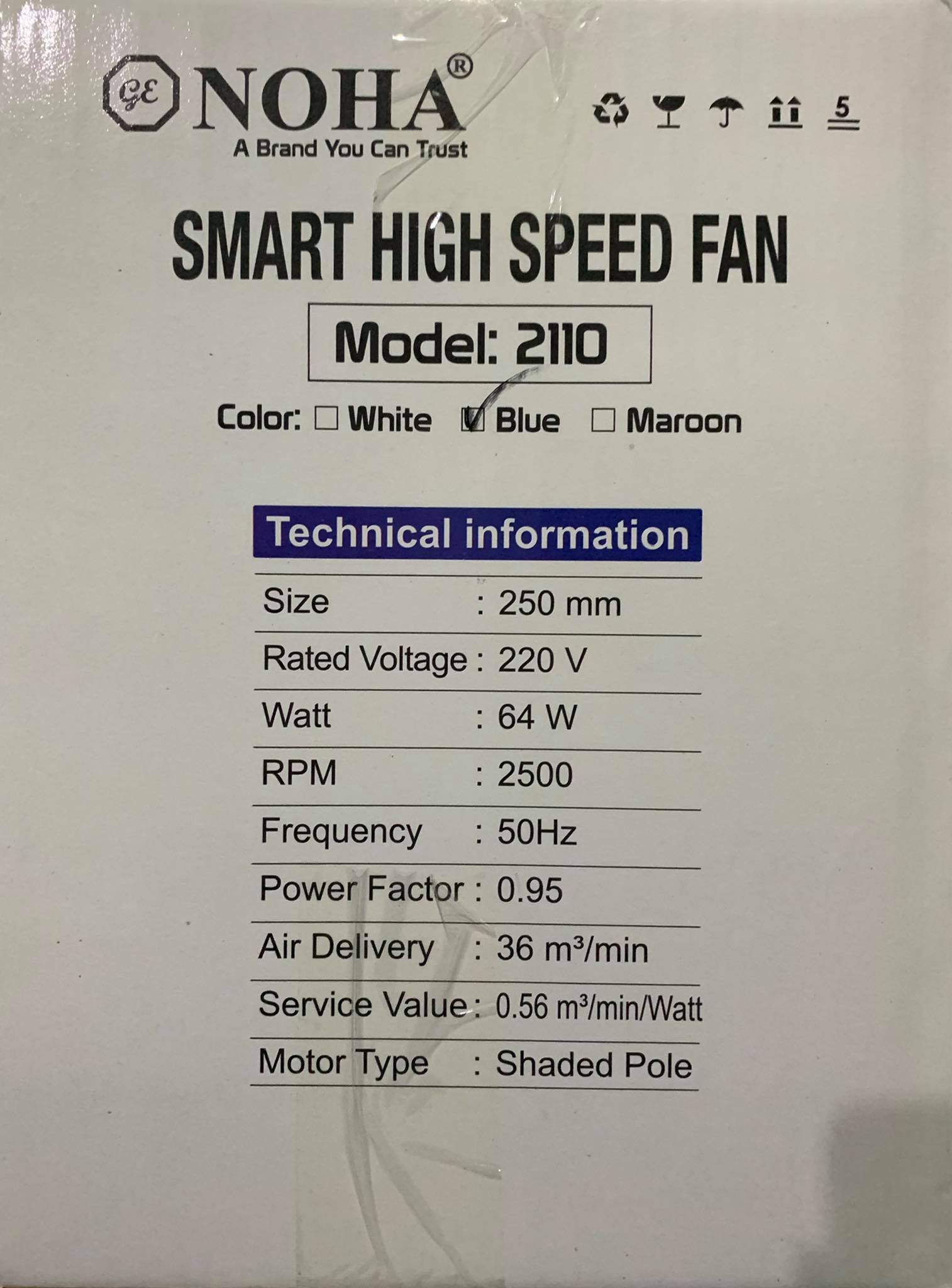 NOHA Smart High Speed Fan 10 inch. 