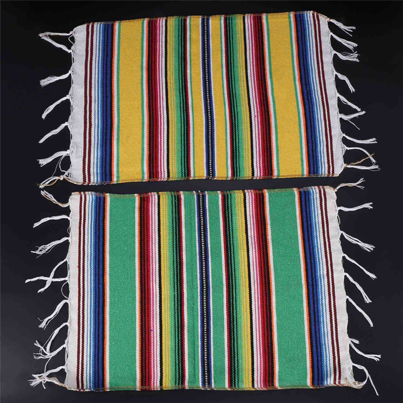24x Mexican Table Place Mats, Fringe Blanket Table Runner 12 x 16 Inch (Random Color Placemats). 