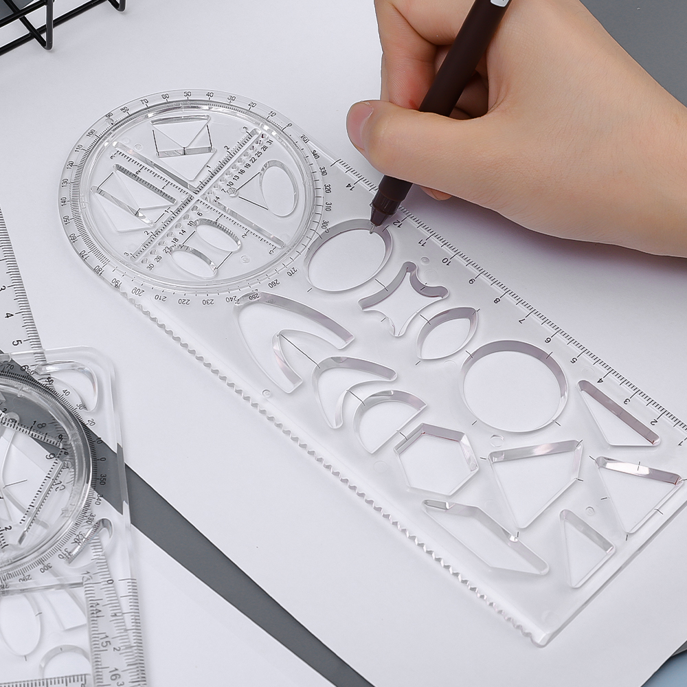 1/3Pcs Multifunctional Geometric Ruler Drawing Template Measuring Tool For Active Drawing Ruler School Office Supply Ruler. 