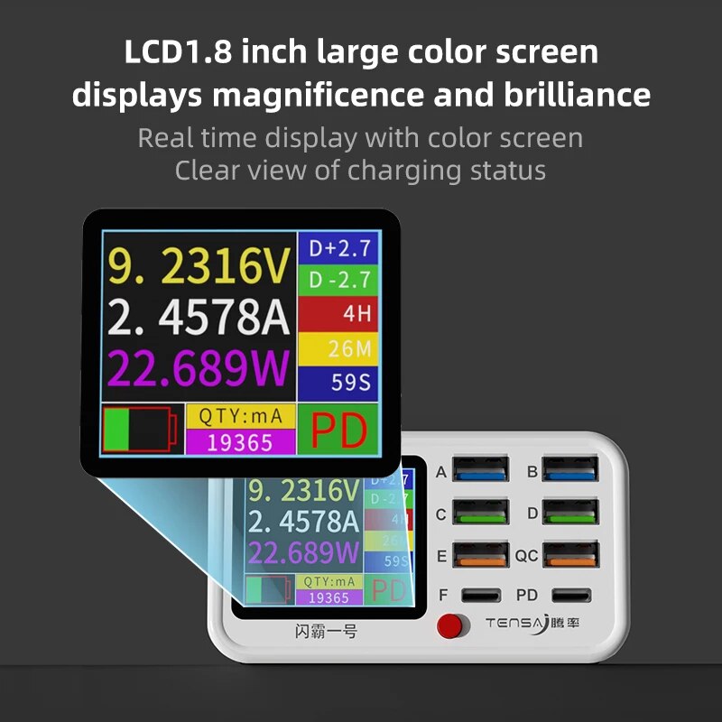 ILEPO Multi functional 8-port USB Wireless Fast Charging Visual Current Detection Charger For Mobile Phone iPad Flash Charging. 
