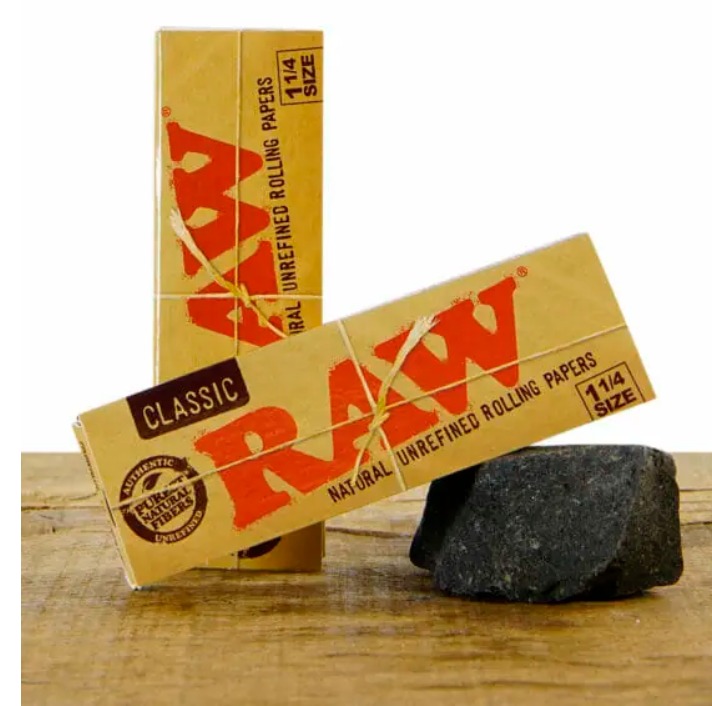 Raw Unrefined Classic 1.25 1 1/4 Size Cigarette Rolling Papers, With rose 5 pice. 