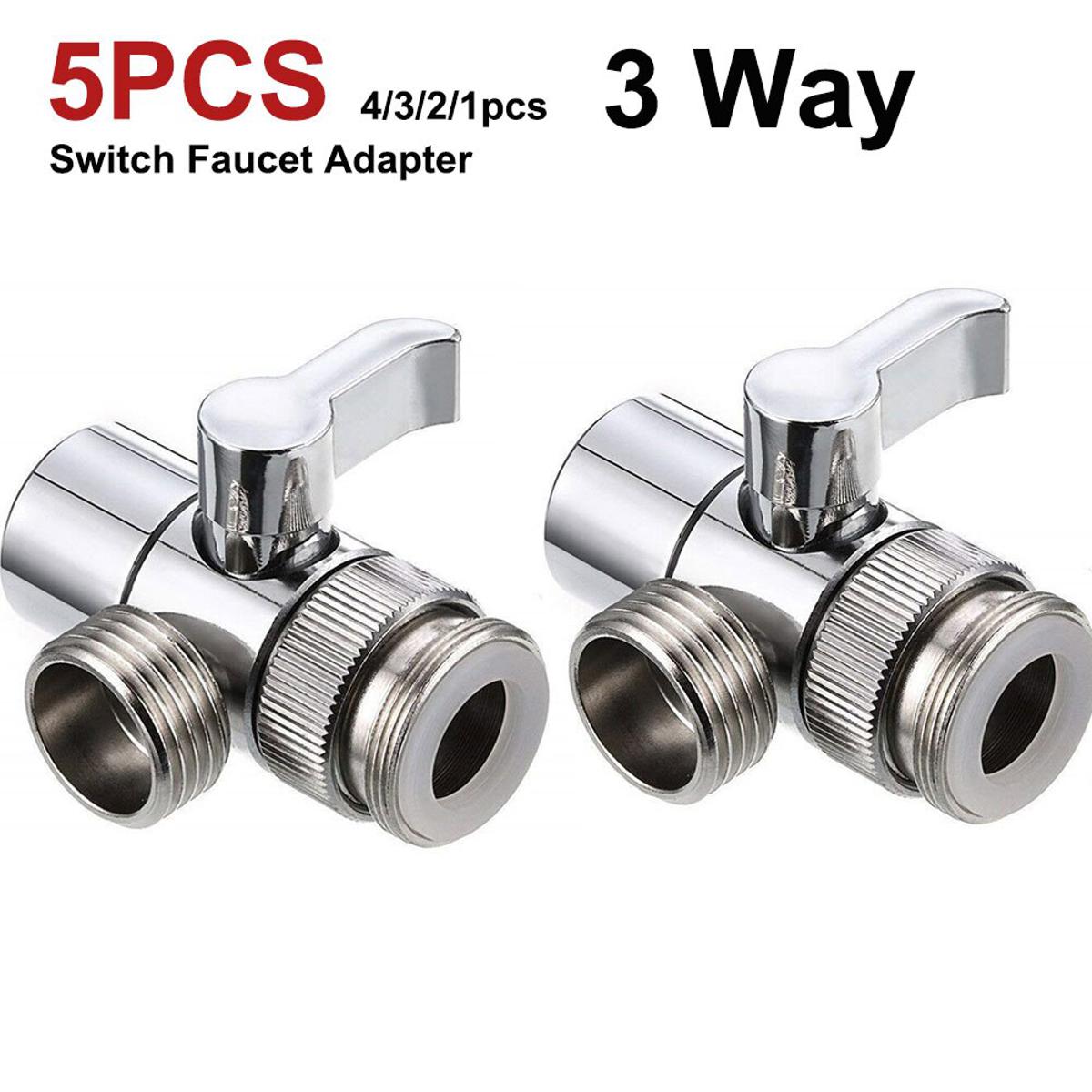 1-5pcs 3 Way Switch Faucet Adapter Kitchen Sink Splitter Diverter Valve Plastic Water Tap Connector Shower Bathroom Accessories