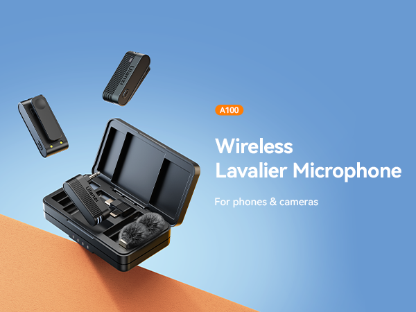 Ulanzi A100 Wireless Microphone Player Audio Video Recording Microphone for iPhone 16 15 Android Phone Camera 15 Android Phone Camera. 