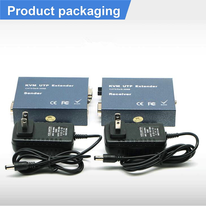 Super Quality 330ft VGA + Stereo Audio + USB Signal KVM Extender Over Cat5 Cat5e Cat6 RJ45 Cable No Delay Loss VGA Transmitter. 