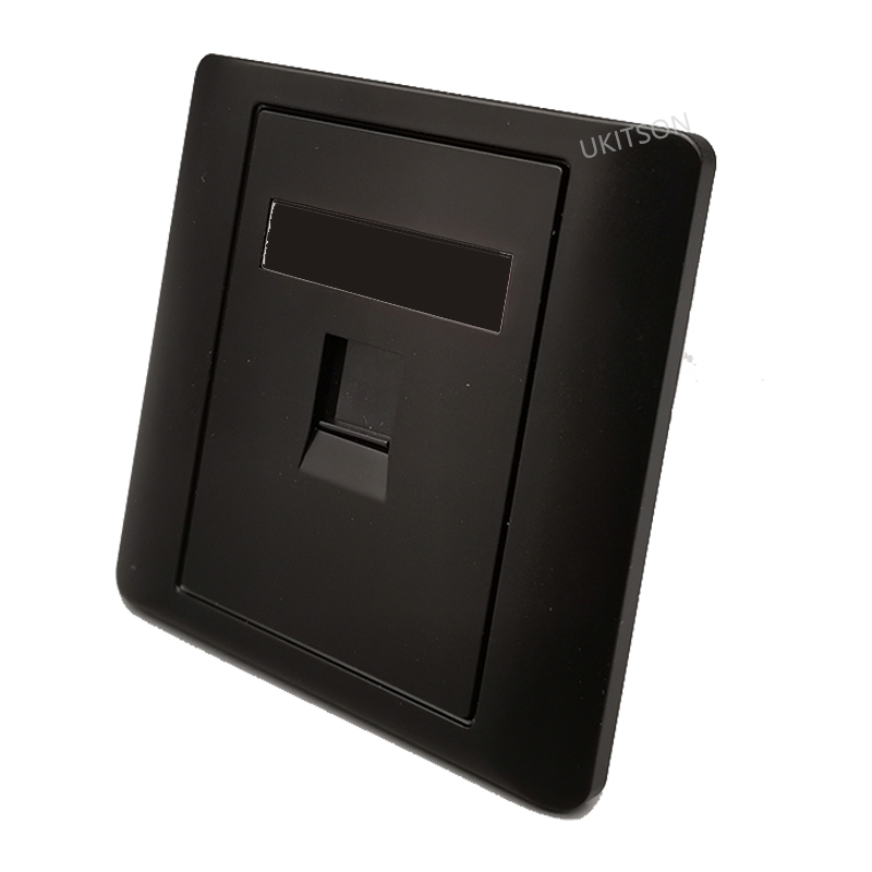 Black Color Empty Wall Frame Faceplate Insert For 1 Gang 2 Ports 4 Keystone Jack Module Face Panel Outlet In Dark Paint. 