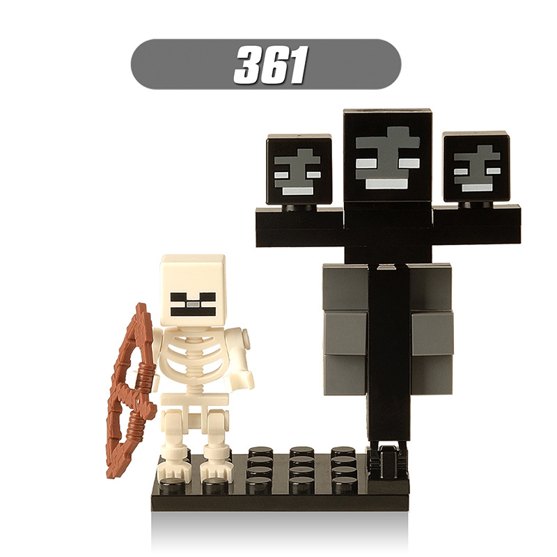 8pcs/set Minecraft Figures Building Steve Alex Wither skeleton Zombie Blocks Bricks For Children Gift Toys X0127. 