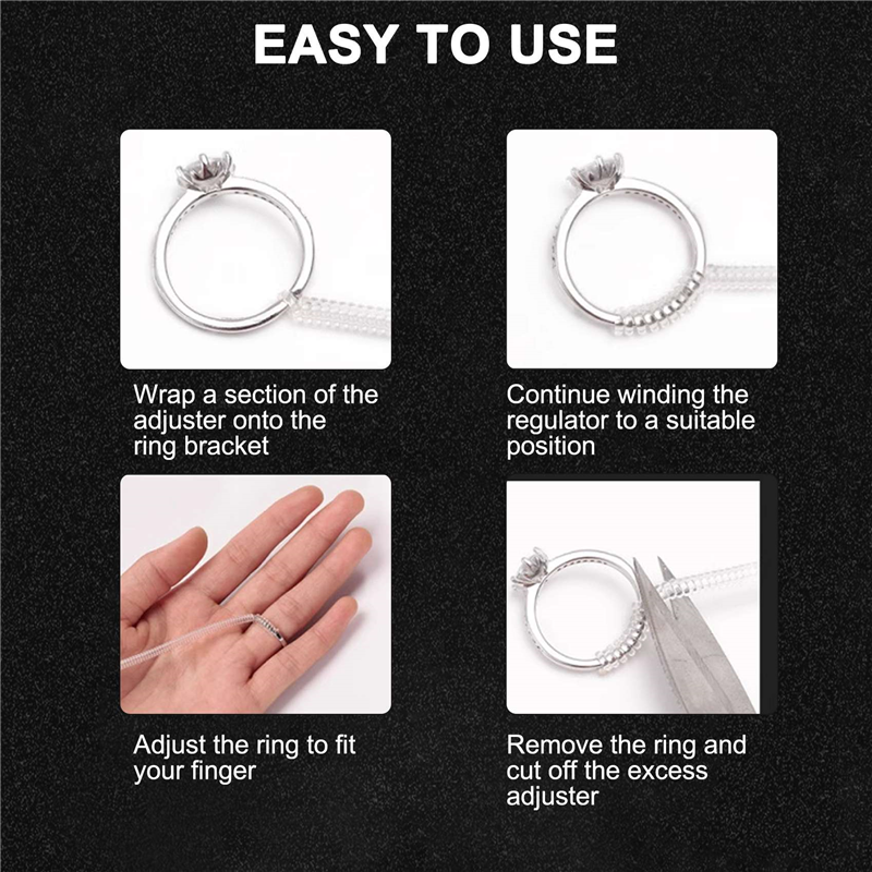Ring Size Adjuster for Loose Rings Invisible Ring Guard Clip Transparent Silicone Sizer Tightener Resizer 4 Sizes. 