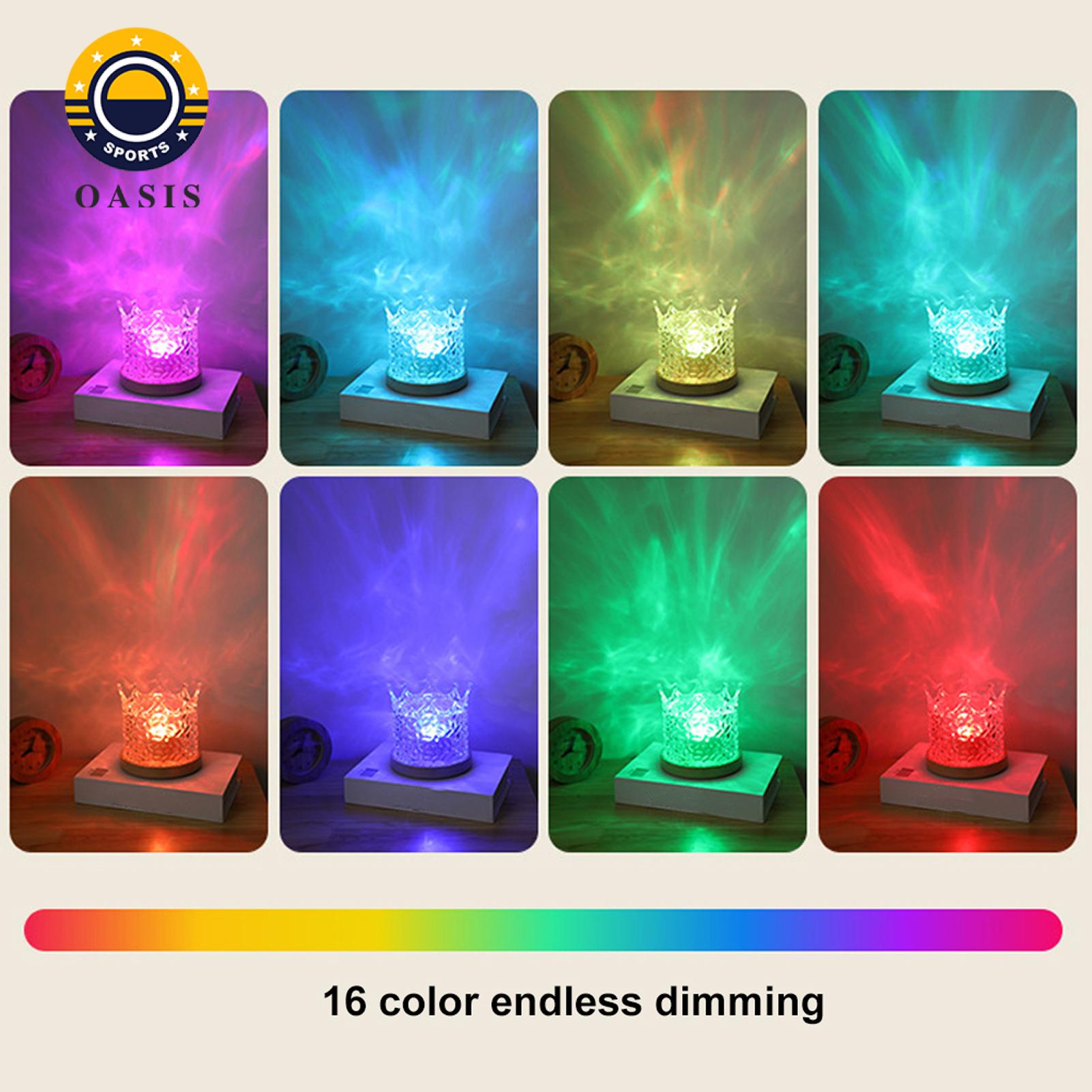 Oasis Led Lamp Ocean Wave Projector Night Light with Remote Control Color-chang Bedside Lamp for Ambient Lighting Dimmable Desktop Lamp for Relaxation Sleep Buyers' Favorite Rotating Flame Water Lamp. 