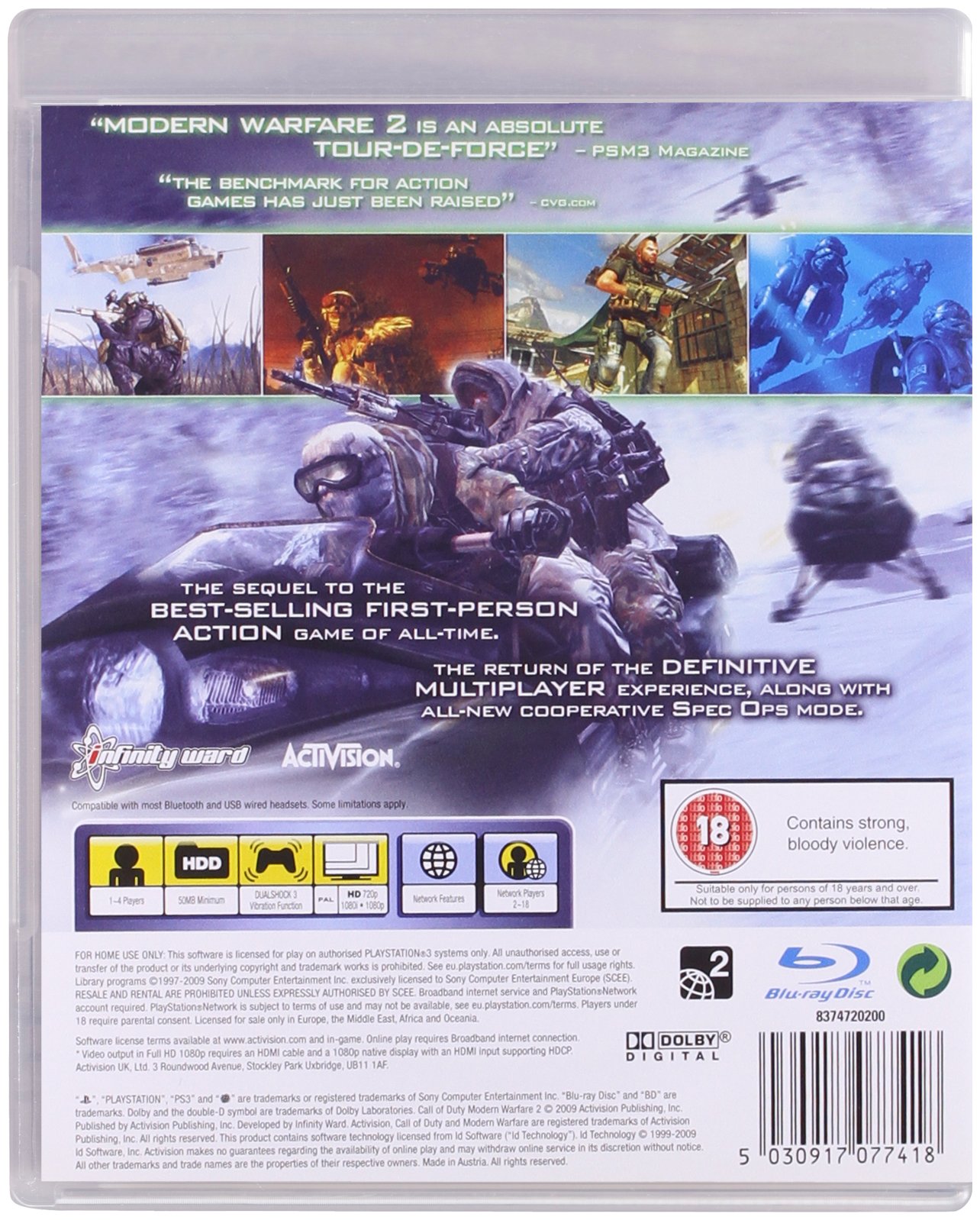 Call Of Duty Modern Warfare 2 PS3 For Playstation 3 Disk Version Video Game controller Gaming Console Gamepad command super. 