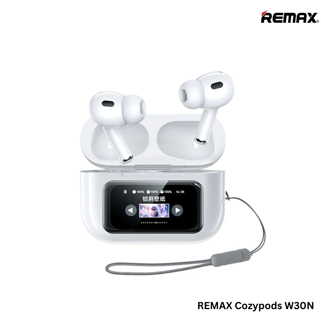 REMAX CozyPods W30N TWS Bluetooth V5.4 Airpods Pro 2nd Generation Noise-Cancelling ANC True Wireless Earbuds with Touchscreen. 