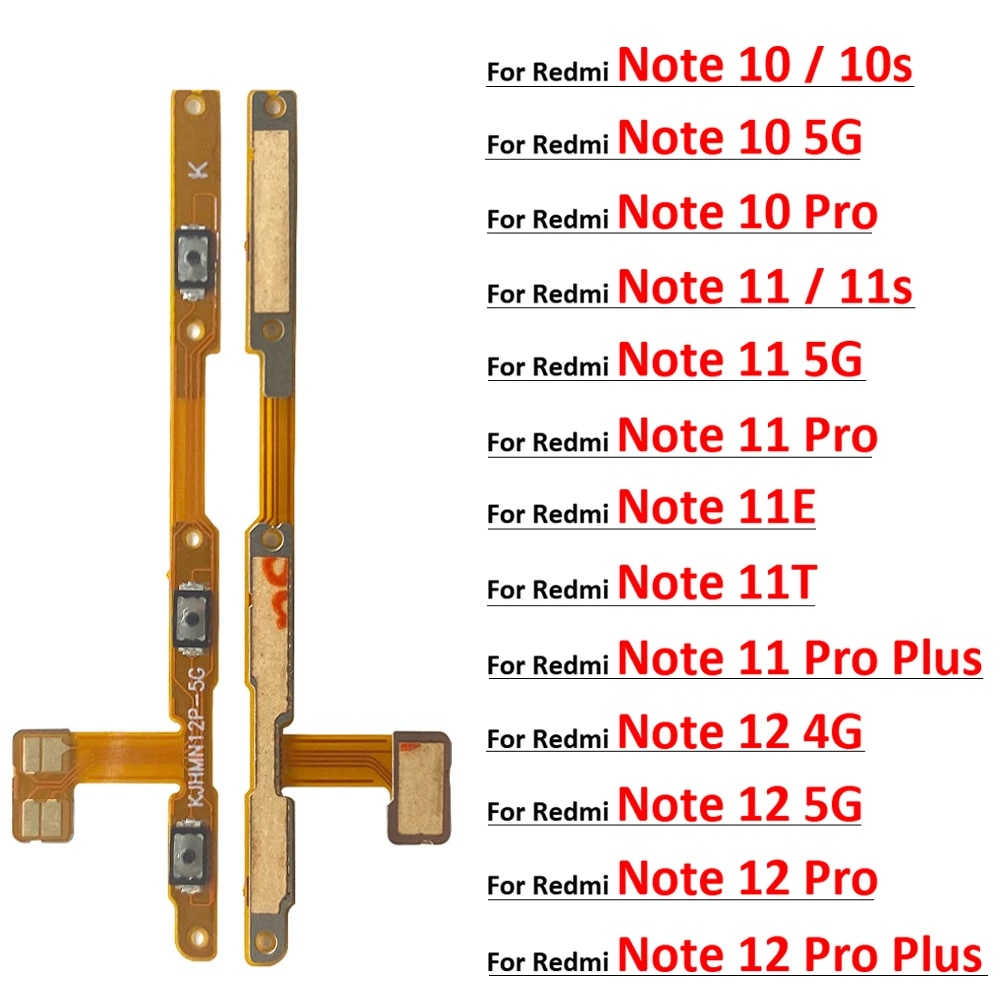 Original Power on off Button Volume Key Switch Flex Cable For Xiaomi Redmi Note 10 10s 11 11s 11E 11T 12 12s Pro Plus 4G 5G