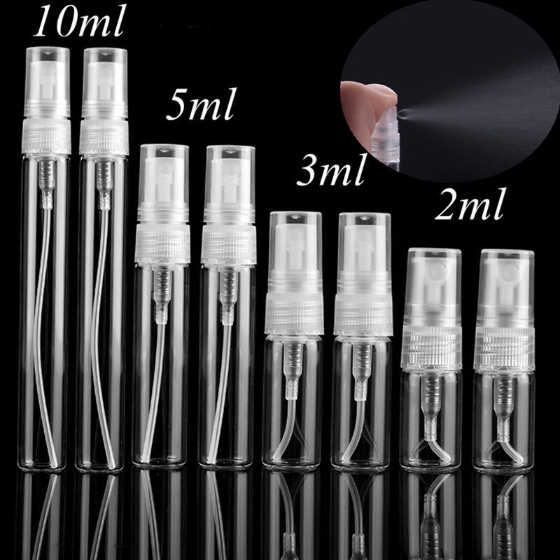 5Pcs 2/3/5/10ML Portable Mini Perfume Bottle Glass Empty Cosmetics Bottle Sample Test Tube Bottle Thin Glass Vials
