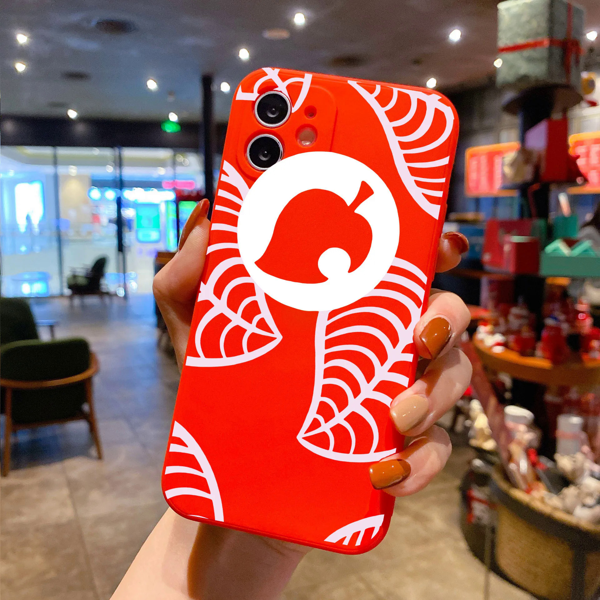 【Healer DingD】Cartoon Animal Crossing Phone Case for IPhone 15 14 13 12 11 Pro Max X XSMAX XR 7 8Plus SE Leaf Pattern Soft Silicone Back Cover. 