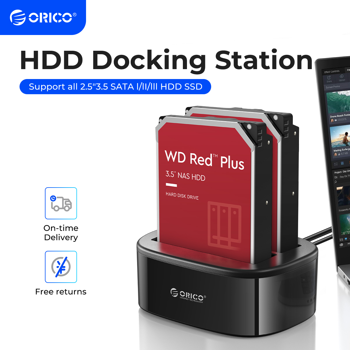 ORICO Clone Docking Station 2.5 3.5 Dual Bay SATA To USB 3.0 HDD Enclosure Tool Free Duplicator HDD Case 24TB for Windows Mac OS. 
