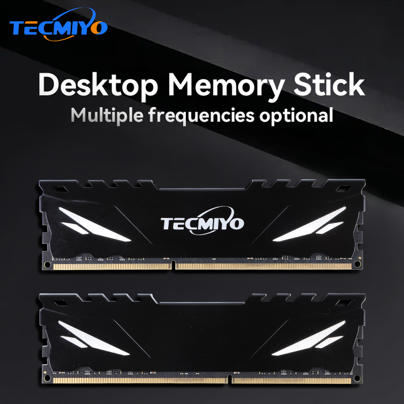 TECMIYO DDR3/ DDR3L 1333/1600 DDR4 8GB/16GB 2133/2400/2666MHz/3000MHz/3200MHz/3600MHz Desktop RAM with Heat Sink - 1 PC Black. 