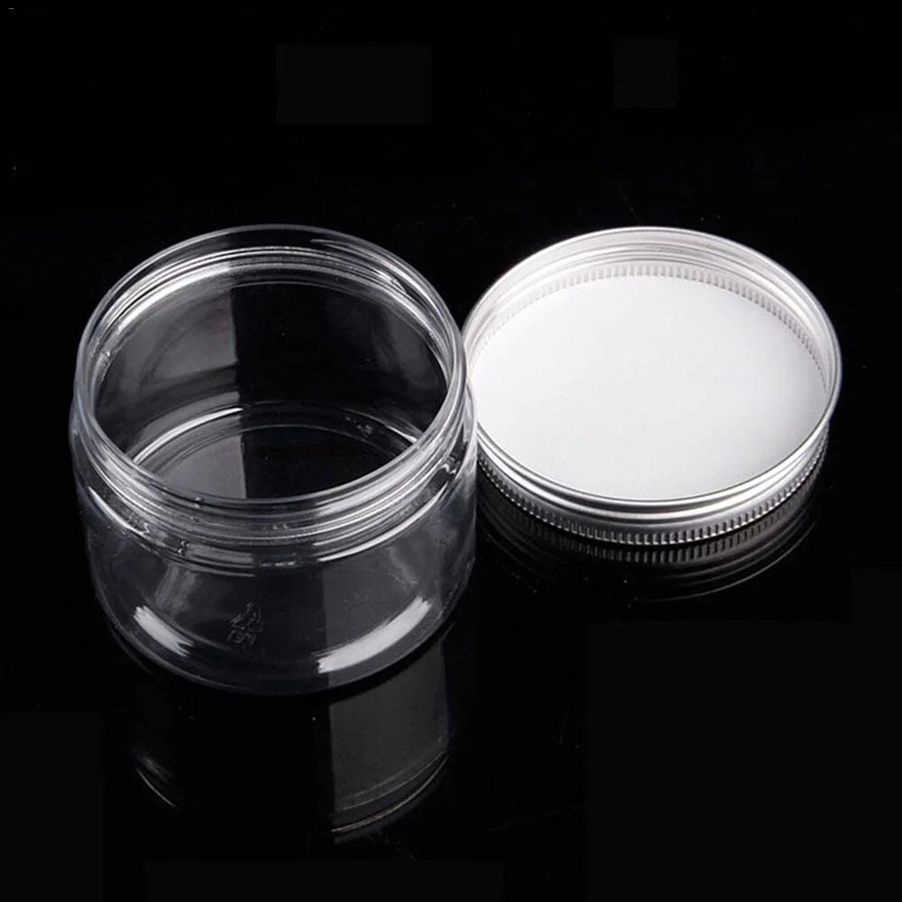 Clear Plastic Jar with Aluminum Lids Empty Cosmetic Containers Makeup Box Travel Bottle 30ml 50ml 60ml 80ml 100ml 120ml 250ml. 
