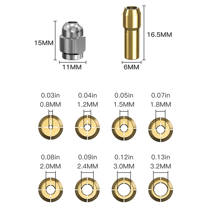10Pcs Brass Collet for Dremel,Replacement 4485 Quick Change Rotary. 