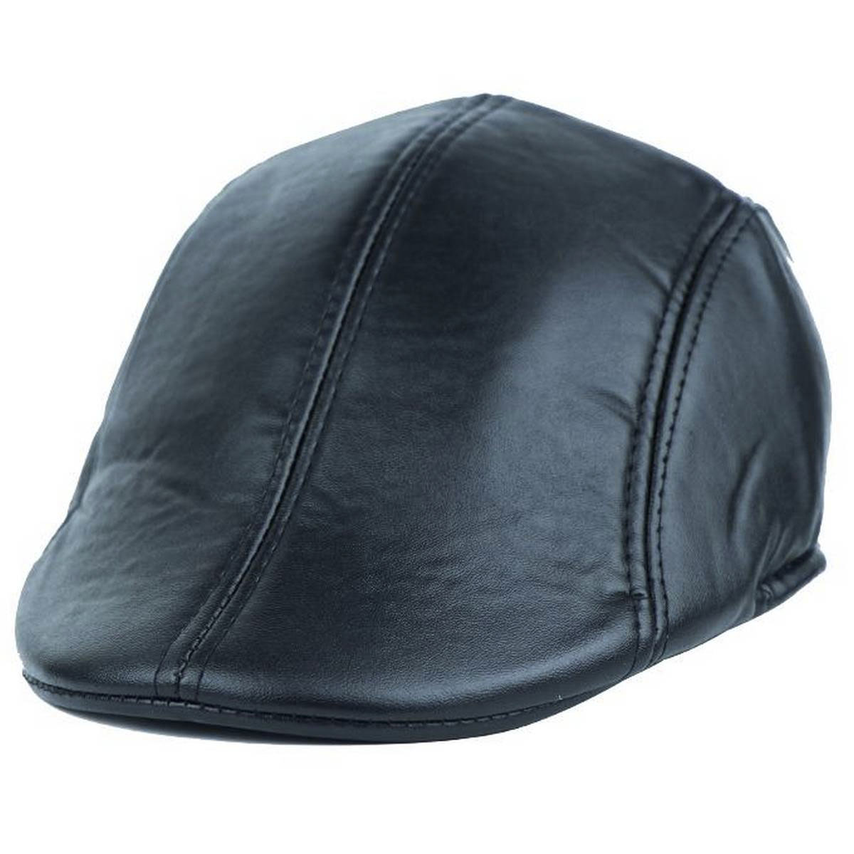 Black Leather Retro Casual Ivy Hat 