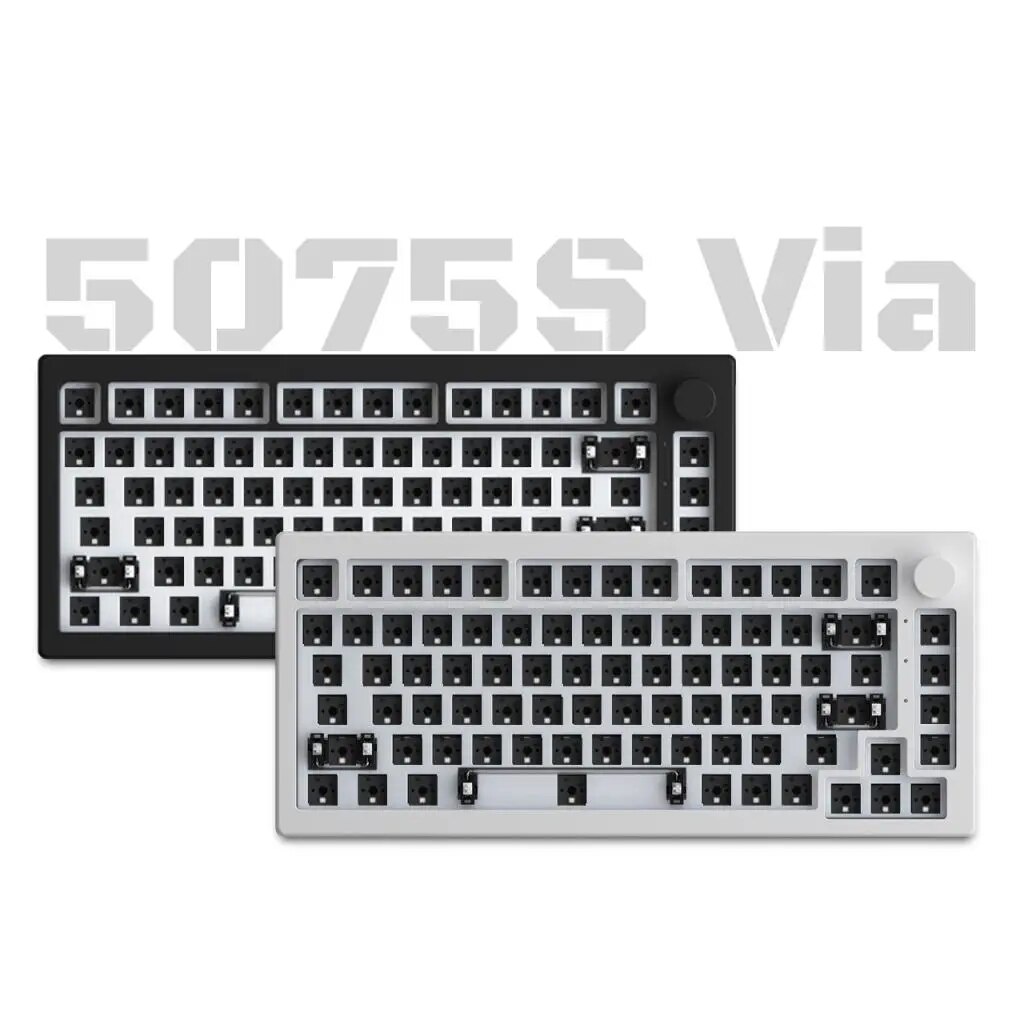 Akko 5075S VIA Kit 75% Custom Barebone Keyboard RGB Backlit 3/5-Pin Hotswap Mechanical Gaming Keyboard with Knob Gasket Mount