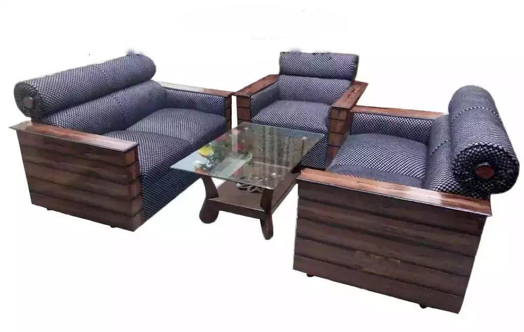 Malaysian Processed Wood Box Design Wooden Sofa Set