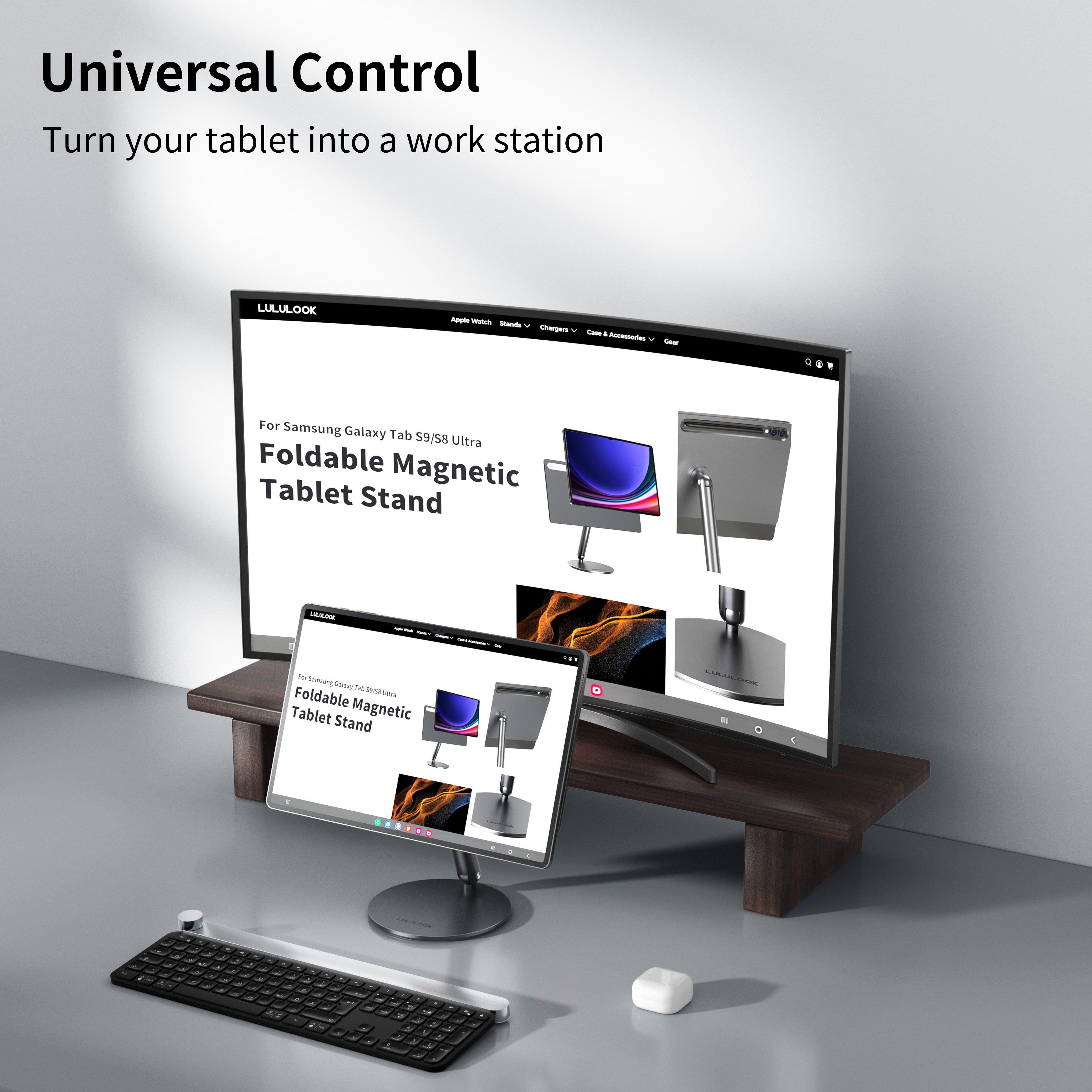 Lululook Magnetic Tablet Stand For Samsung Galaxy Tab S10 S9 Ultra 14.6 S8 Ultra, 360° Rotation Base Adjustable Holder Bracket. 