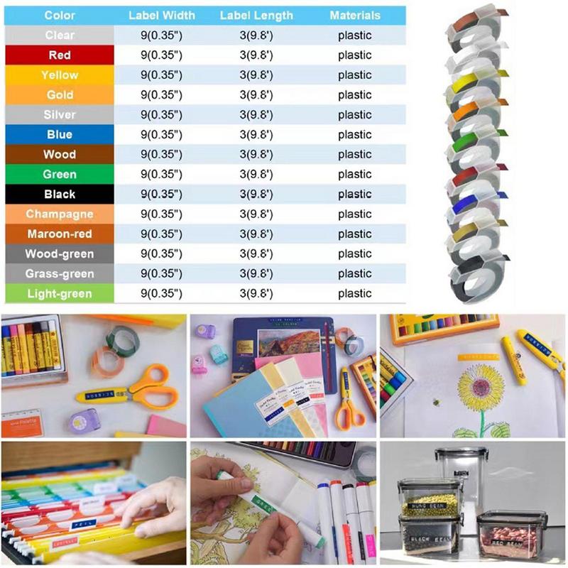 Embossed Label Printer Writer 3D Embosser Handheld Label Machine Pre-Cut Partitions Embosser Label Makers For Easy Use Ideal For MuXiaRe. 