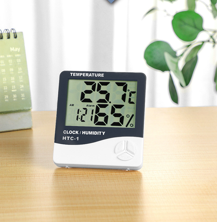 (New)HTC-1 large EAD houehold thermometer temperature and humidity meter high preciion indoor electronic thermometer with electronic alarm clock. 
