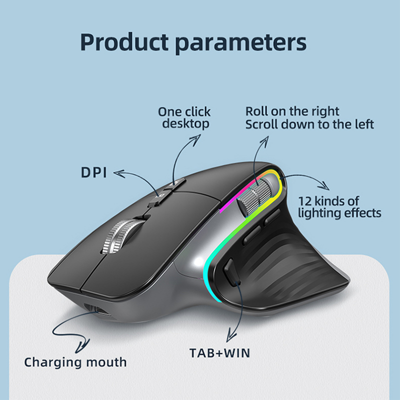 VICTSING M10 2.4G/Bluetooth Wireless Mouse Rechargeable Office business 2.4G Wireless Ergonomic Mouse 4000DPI For PC Laptop. 