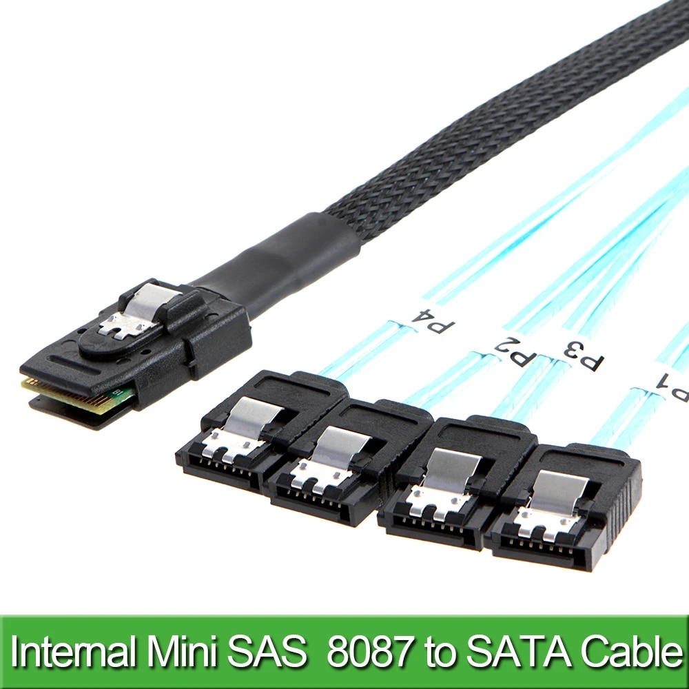 Mini SAS Cable SFF-8087 to SATA Mini SAS Breakout Cable SFF8087 to SATA Mini-SAS to 4X SATA SAS to SATA Breakout Cable
