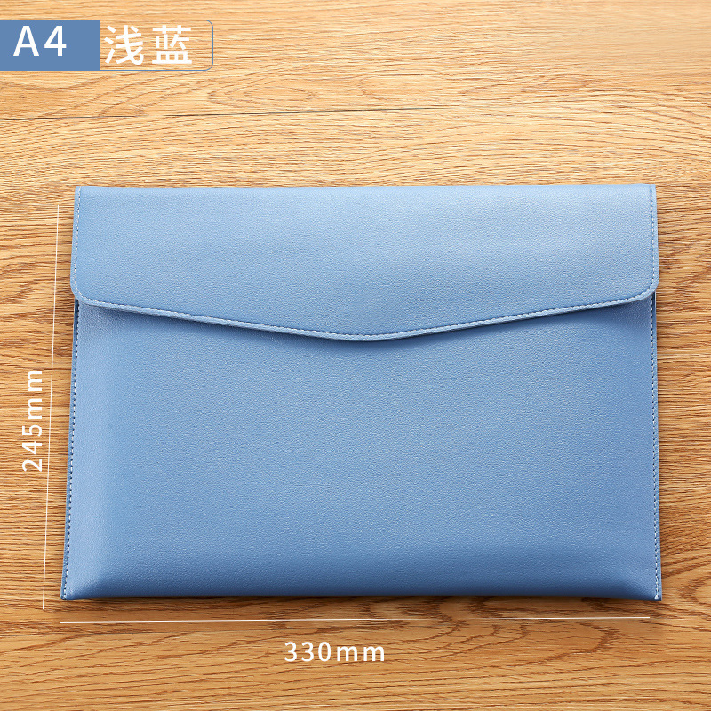 Large-capacity imitation leather file bag, business office A4 storage file bag, multi-functional leather folder bag. 