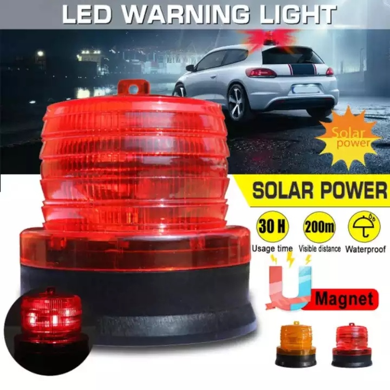 Solar Car Emergency Beacon Indicator LED Flashing Light Lamp Bus Car Truck Strobe Signal Adsorption Night Safety Warning Light. 