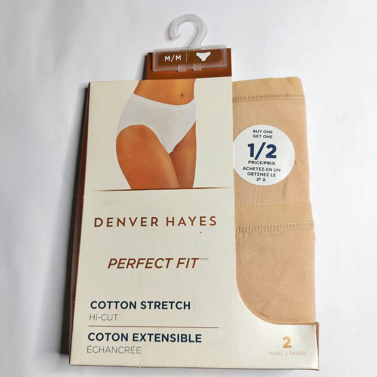 Denver Hayes Women's 2 Pack Perfect Fit Cotton Stretch Hi Cut Panty  Underwear