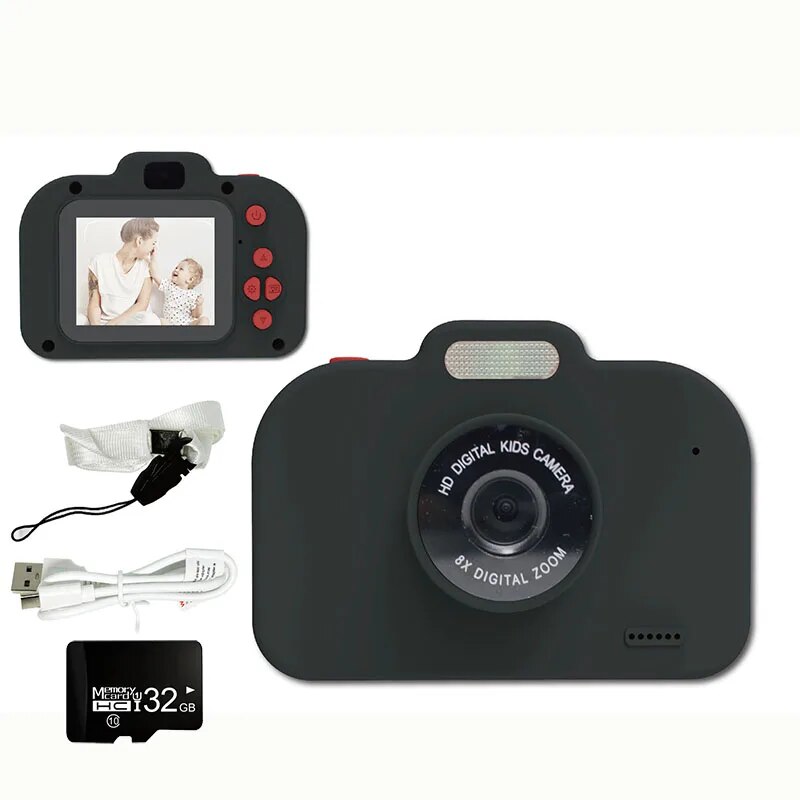 X2D Children's Toy 3C Camera Flash Mini SLR Digital Pink Blue Cartoon Animation ABS Environmentally Friendly Material Type-c. 