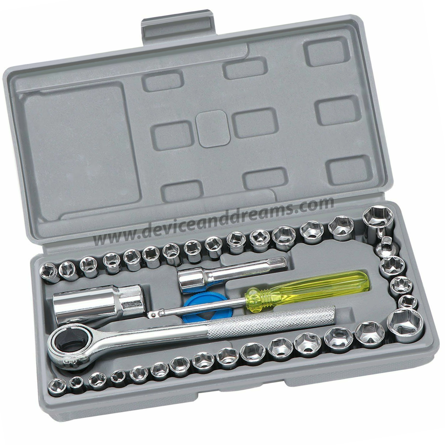 40 Piece Combination Socket Wrench Set tools box. 