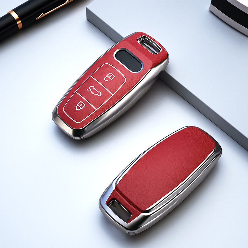 Compatible with 2021 Audi car key cover A6L19/20 new key case A8 full leather key fob. 