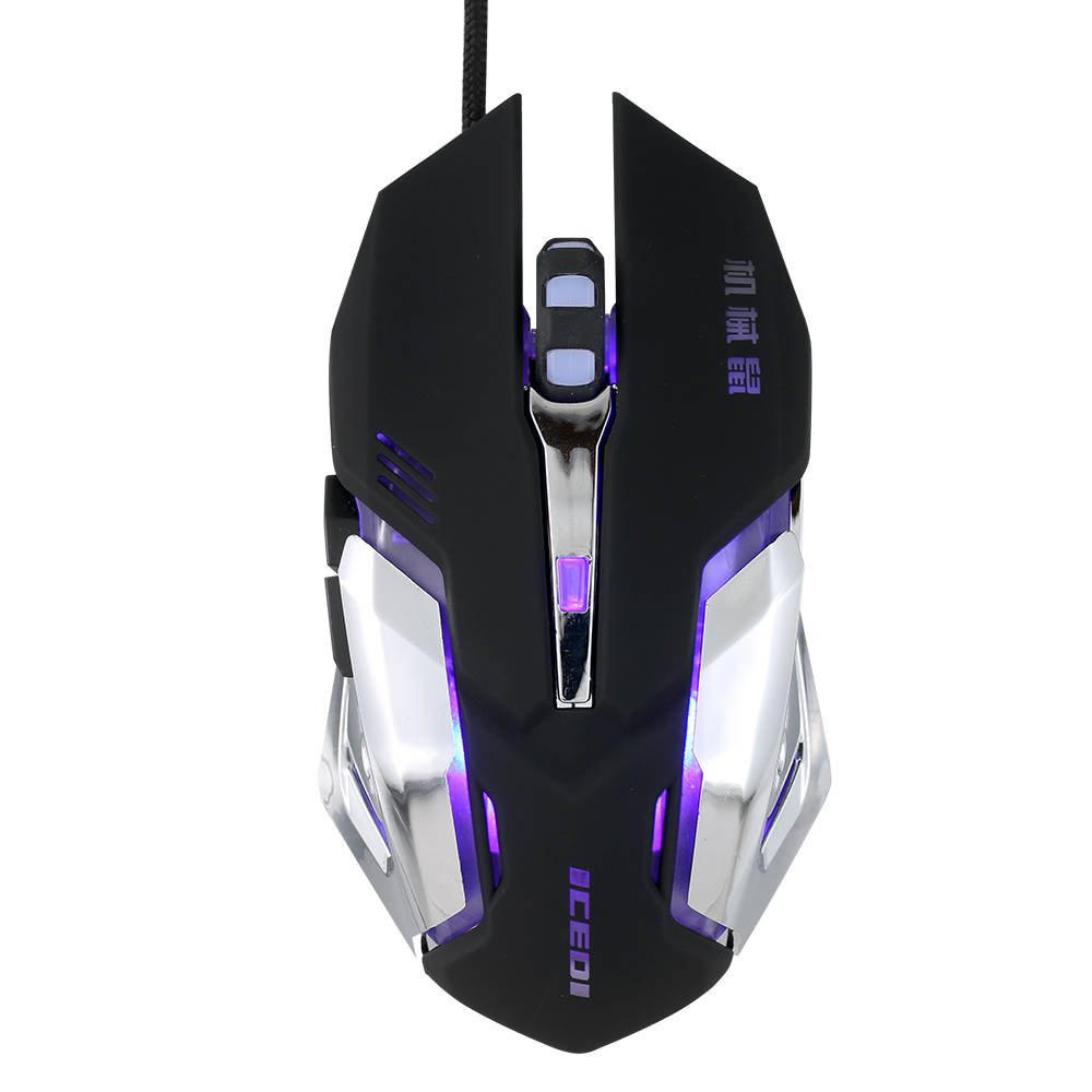 Wired 3200 DPI Gaming Mouse 4 Adjustable DPI Levels/6 Programmable Buttons/4-Color Breathing Light/ Left&Right Mute Buttons Black. 