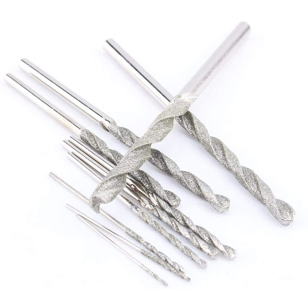 10 Pieces Diamond Drill Bits Set Twist Diamond Tip Drill Bit Heavy. 