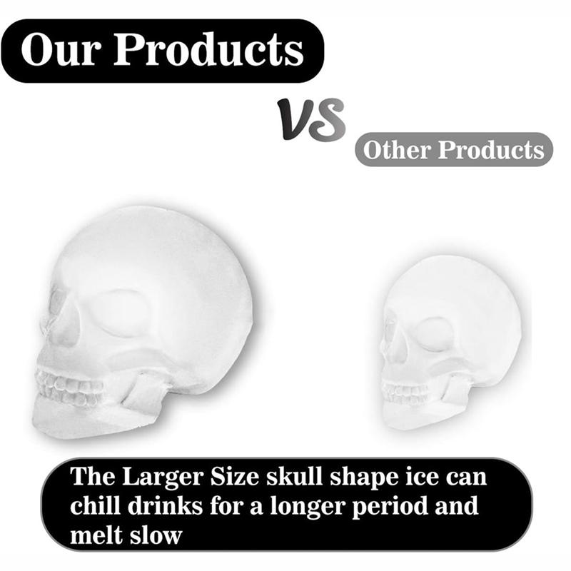 3D Skull Ice Mold Skull Ice Party Tray Silicone Ice Mold Big Mouth Cup Skull Ice Machine