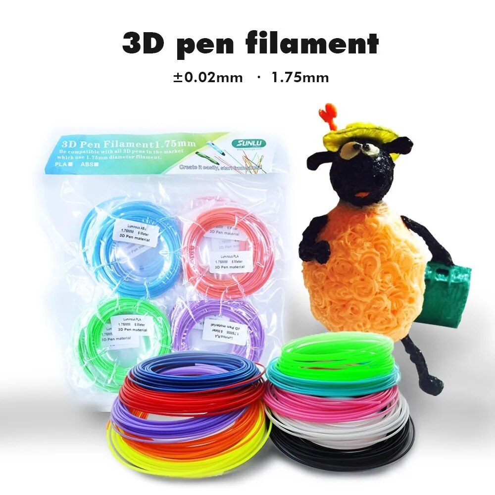 AW 3D ABS 3D Pen Refilled Filament 5m/10m 1.75mm Random Color 1 Pack Filaments for 3D Printing Pen Testing Consumable Material. 